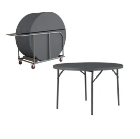 Zown 4ft Round Plastic Folding Table Bundle - 16 Tables & Trolley - Planet120