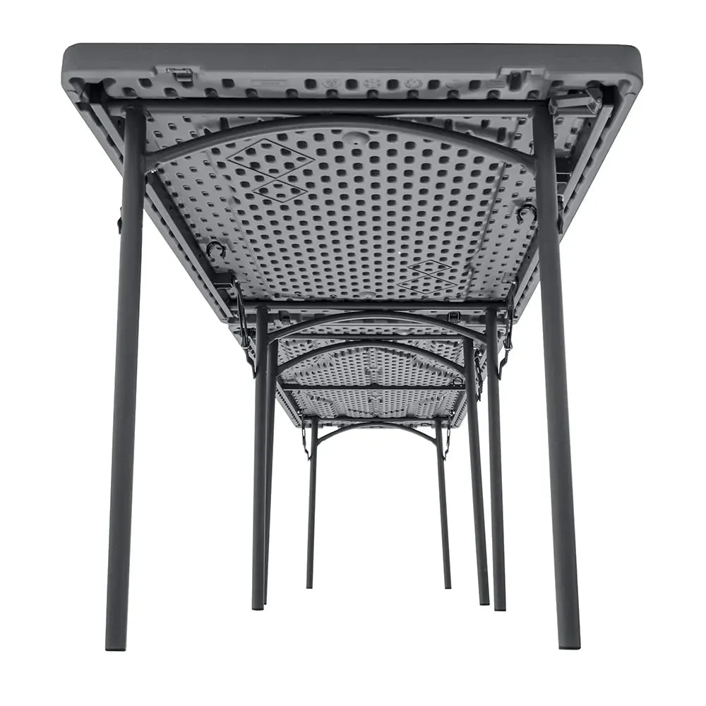 Zown Plastic Folding Table Bundle - 10 Tables & Trolley - 6ft x 2ft 6in