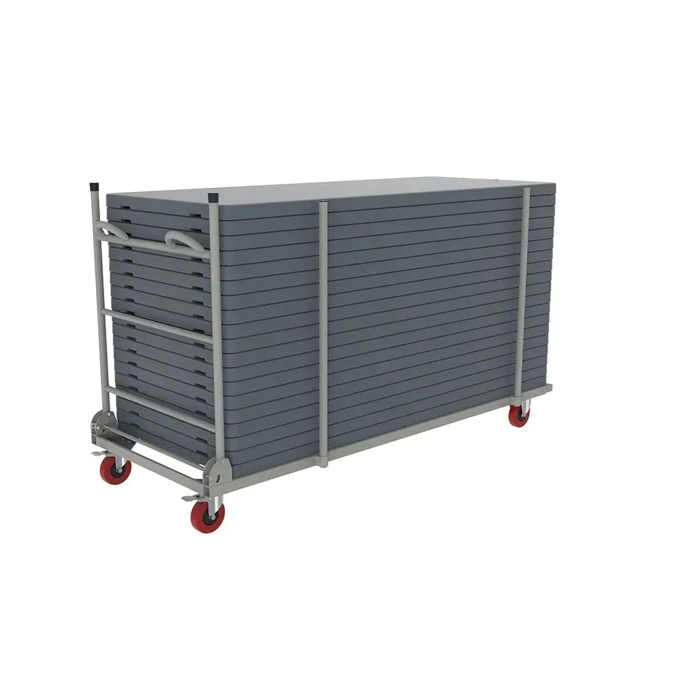 Zown Plastic Folding Table Bundle - 10 Tables & Trolley - 6ft x 2ft 6in