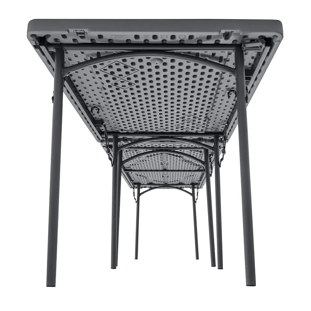 Zown Plastic Folding Table Bundle - 10 Tables & Upright Trolley - 6ft x 2ft 6in